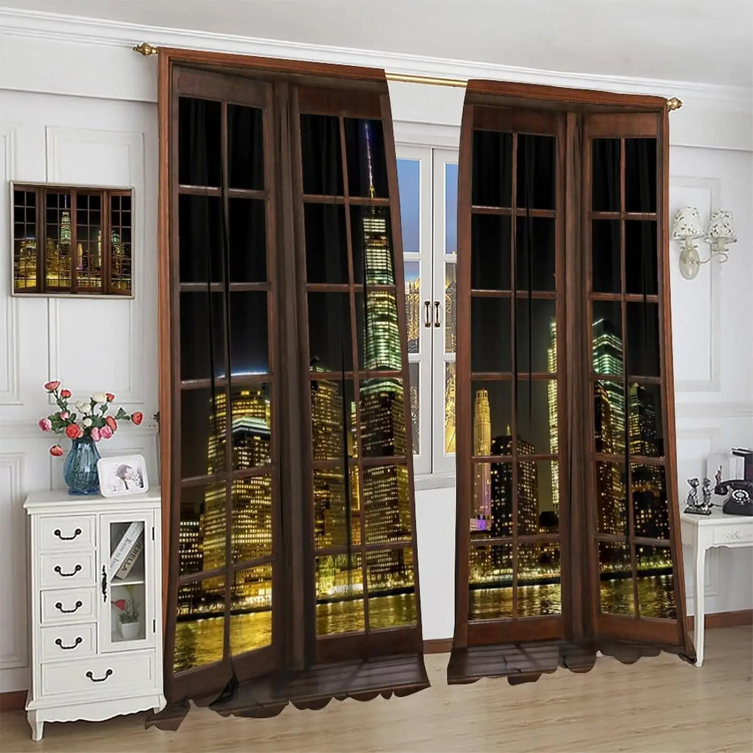 

Городские ночные пейзажные шторы, Нью-Йоркские здания с высокой посадкой, натуральные неоновые огни, ночной вид, декор для окон, термобелье