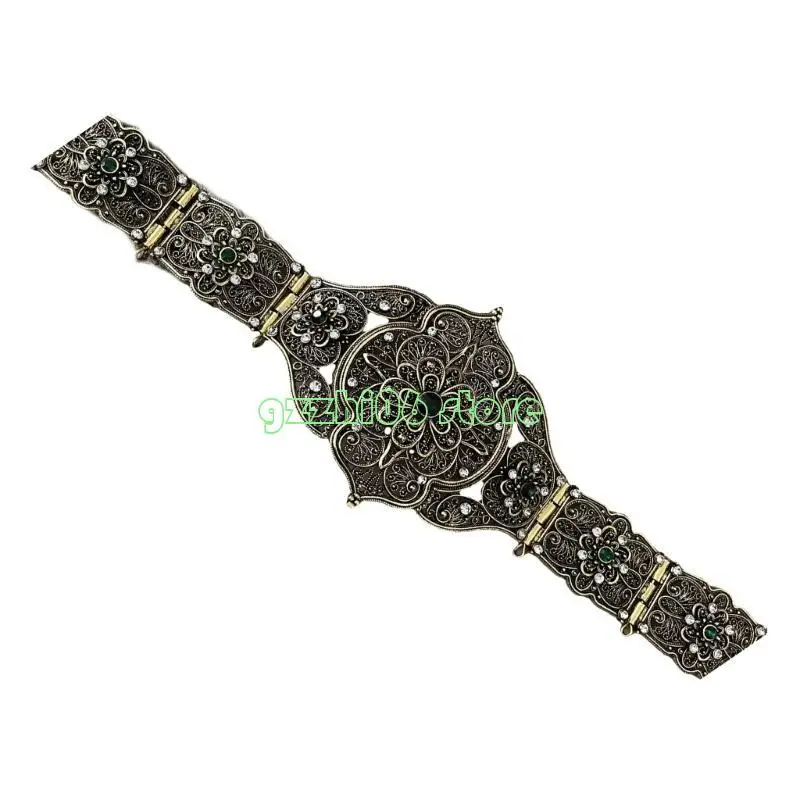 

T5UF Vintage Crystal Body Chain Belt Decorative Sash For Wedding and Formal Occasion