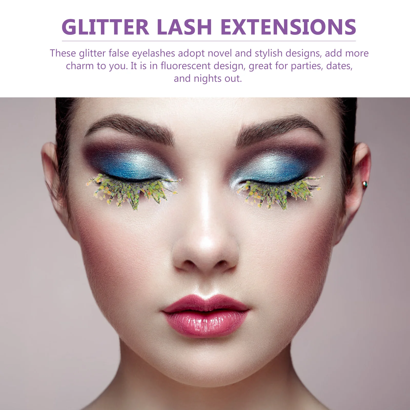 5 أزواج يتوهج في الظلام الرموش الصناعية الفلورسنت بريق لاش ملحقات ثلاثية الأبعاد الرموش الملونة لحفلة عيد الهالوين #6