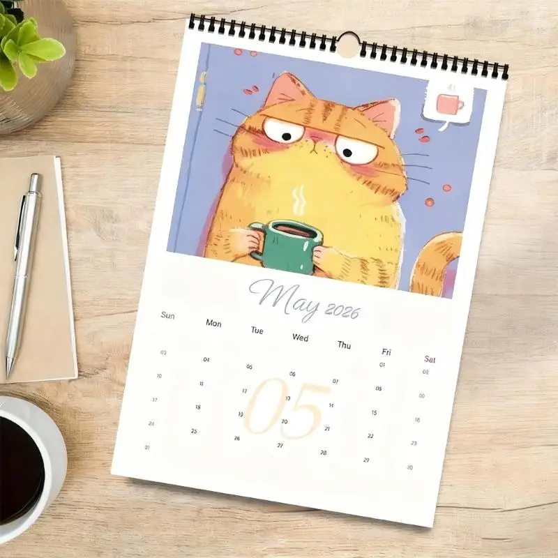 2026 تصميم معلق على الحائط تقويم فني مقاوم للتمزق وتاريخ واضح F19E