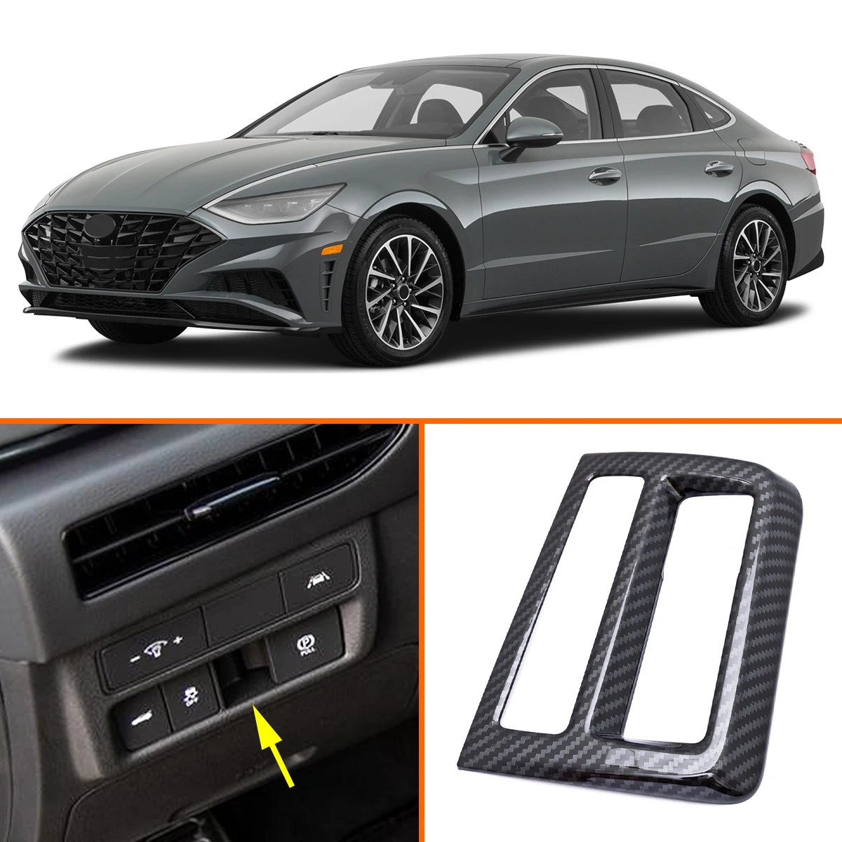 

For Hyundai Sonata 2020 2021 2022 2023 Car Dashboard Headlight Lamp Switch Cover Trims Sticker Decoration Carbon Fiber Look