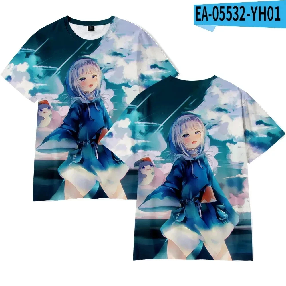 Hololive EN Virtual YouTuber Gawr Gura T Shirt Men Women Cartoon Oversized Sports 3D Print Harajuku Streetwear Unisex clothing