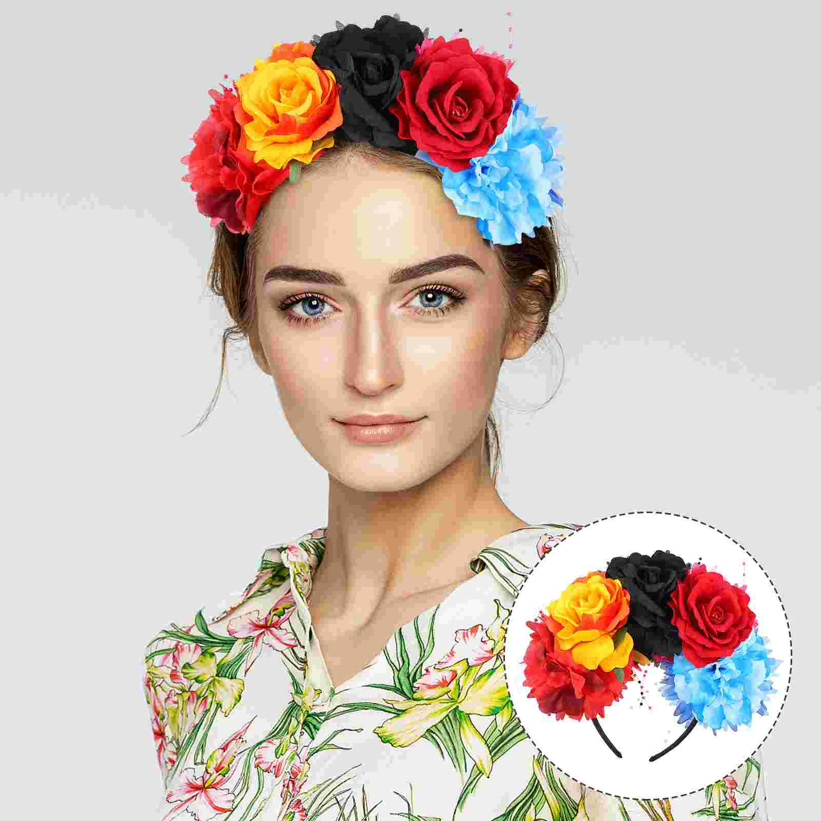 

Camouflage Peony Headband Miss Hair Accessories for Girls Mexican Fabric Rainbow Headbands Women