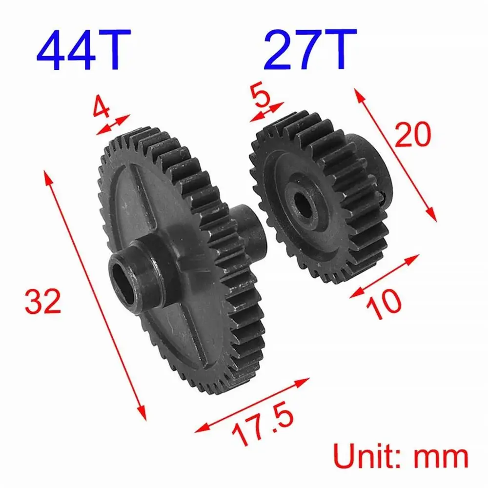 Metal 27T przekładnia silnika 44T przekładnia główna zestaw zębnika dla WLtoys 1/14 samochód wyścigowy 144001 4WD ciężarówka Buggy części zamienne