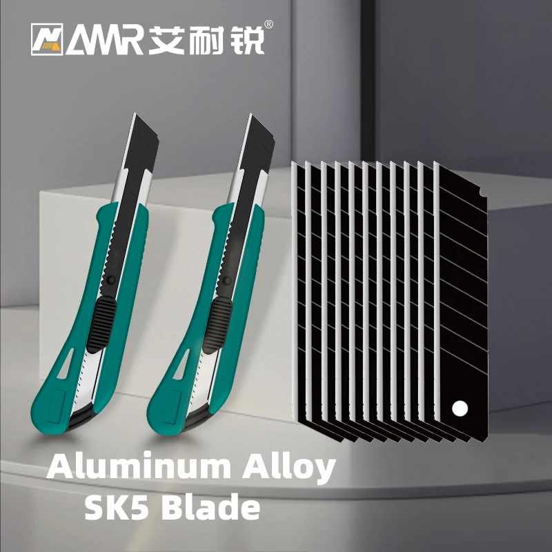 Aluminum Alloy Utility Knife Heavy Duty 18mm Art Knife with SK5 Sharp Replaceable Blades Retractable Box Cutter for Cutting