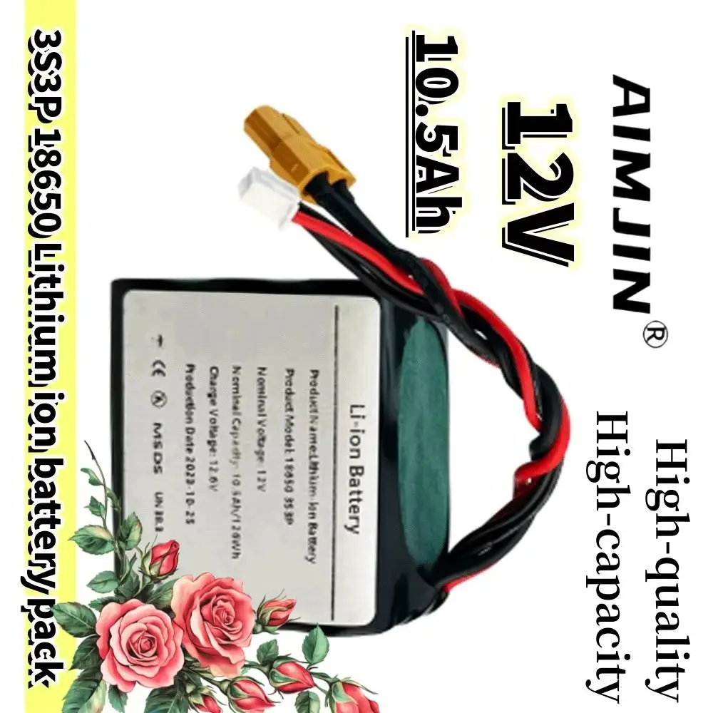 

high quality 3S3P 12V 10.5Ah 10Ah UAV Rechargeable 12.6V Li-ion Battery for Various RC Airplane Quadrotor XH2.54-4P XT60