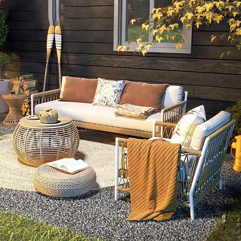 Modernes Outdoor-Sofa, Terrasse, Balkon, Terrasse, Rattan-Sofa