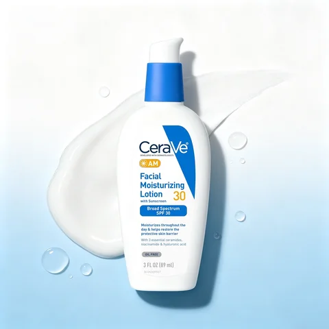 CeraVe AM Facial Moisturizing Lotion with SPF 30,  Broad Spectrum Sunscreen, Hyaluronic Acid Niacinamide Ceramides, 3 Fl Oz