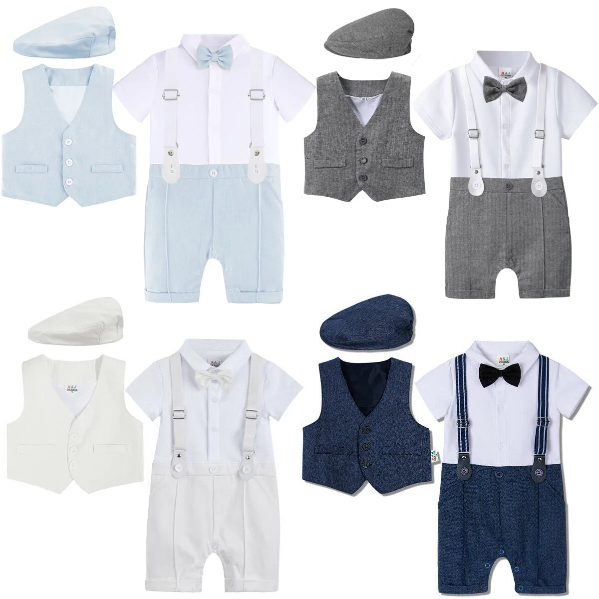 Newborn Boys Clothing Set Baby Christening Outfit Romper Infant Wedding Birthday Party Formal Overalls Gentleman Costumes