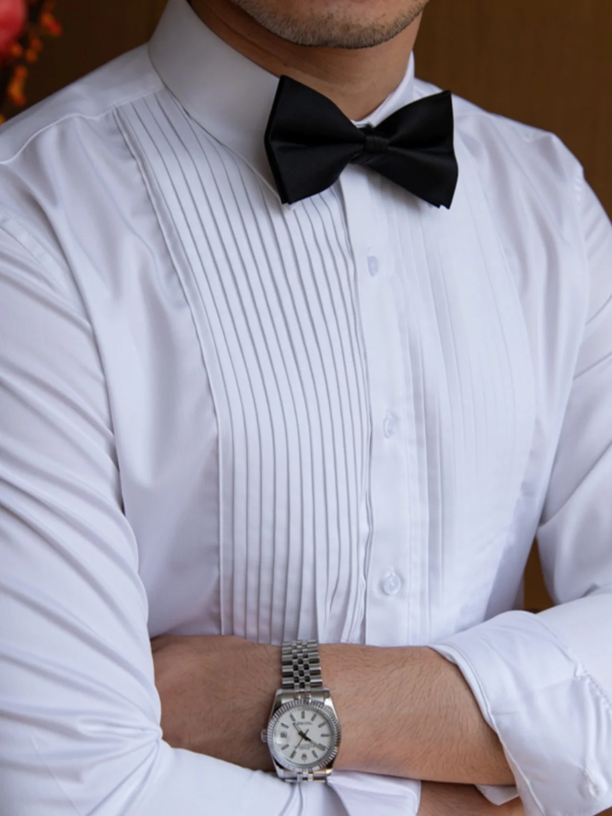 

Mr. Deer Tee Slim Fit Iron Free Long Sve Pure Color irt Banquet Pleated Le Dr irt Formal om Brothers up