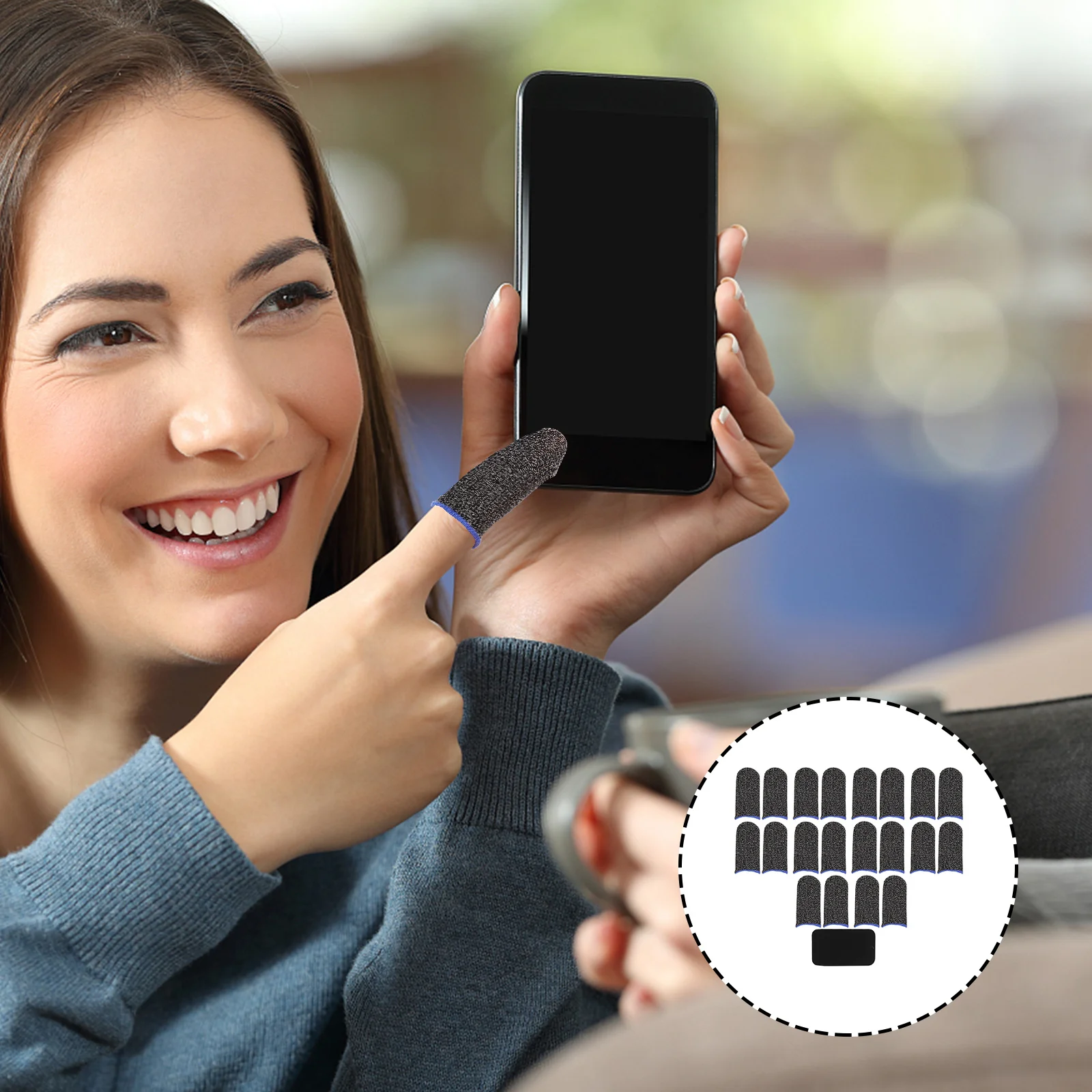 

1 set 1 Set Sweat-Resistant Finger Covers Anti-Slip Game Thumb Sleeve Touchscreen Protector For Gaming Breathable Portable Fiber