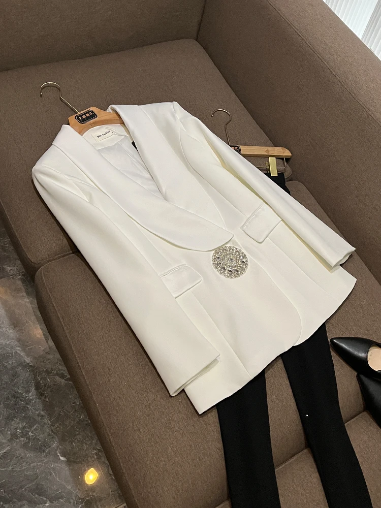 

Ele однотонный костюм Jaet, свободный универсальный дизайн с бриллиантами, приятный для путешествий, женский Faion WY60