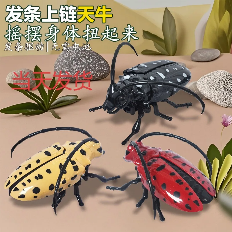 Wind Up Longhorn Käfer Bionic Spielzeug Kreative Prankster Animierte Insekt Spielzeug Modell Kinder Kunststoff Longhorn Käfer Uhrwerk Spielzeug