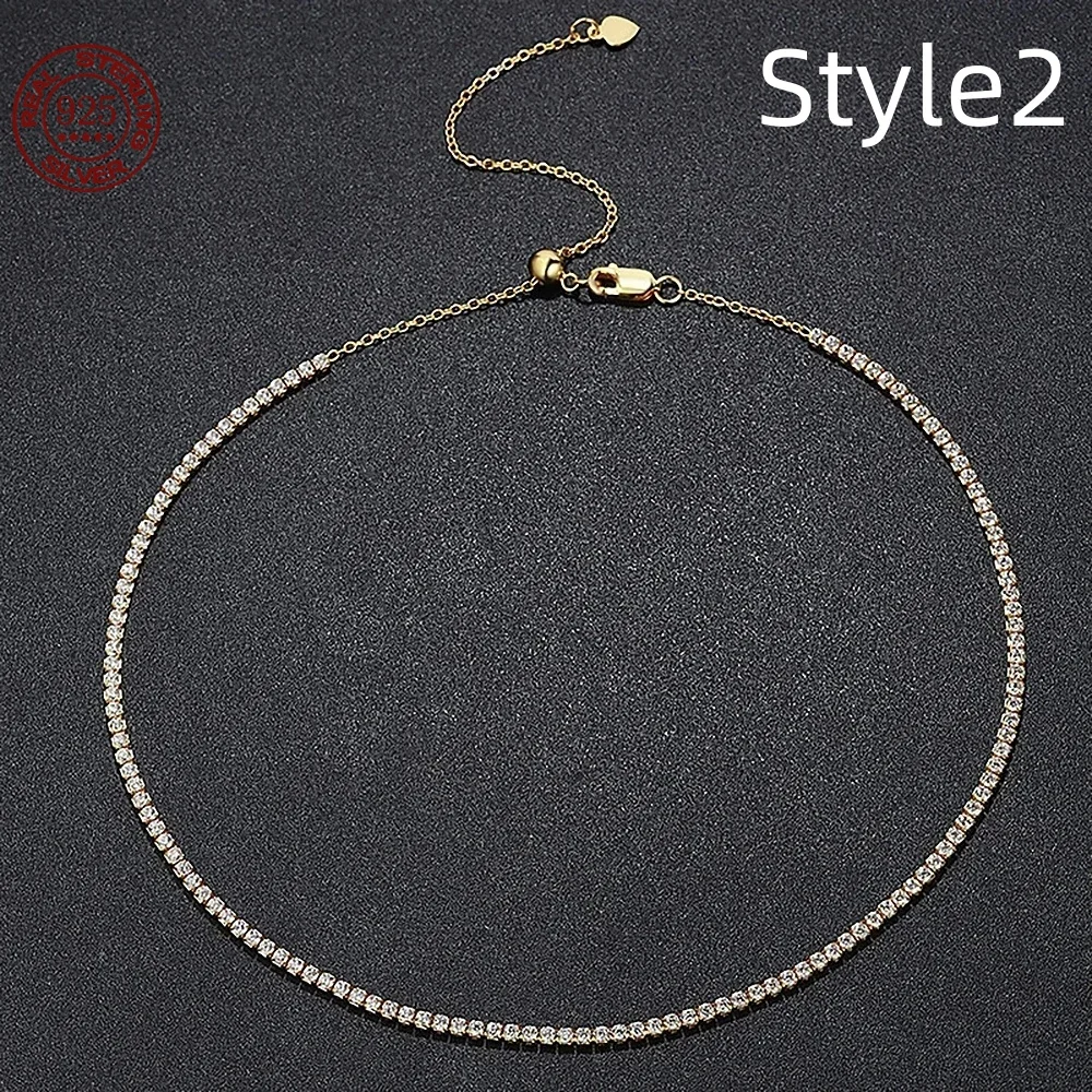 

2MMS925 Sterling silver plated 18K gold necklace collar chain Ladies Fashion Luxury Jewelry Anniversary party gift adjustable