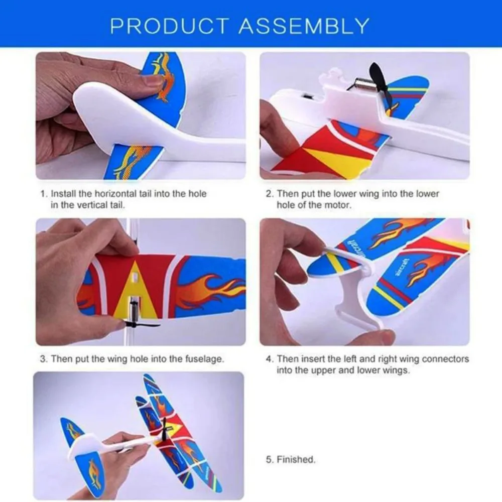 with LED Light Outdoor Electric Foam Glider Popular Ligthweight Hand Airplanes Capacitor Kids Toys Multistyles