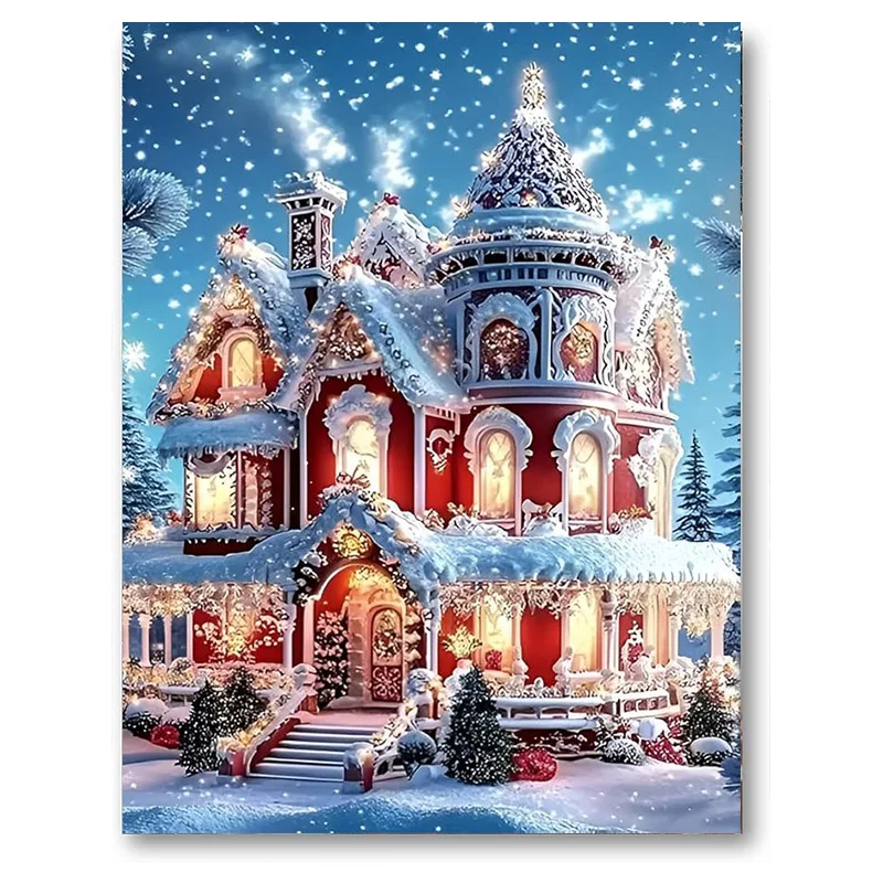 AB Diamant Erwachsene Diamant Malerei Set Weihnachten Schloss Muster Diamant Kunst Dekoration Malerei Weihnachtsdekoration Wandbild