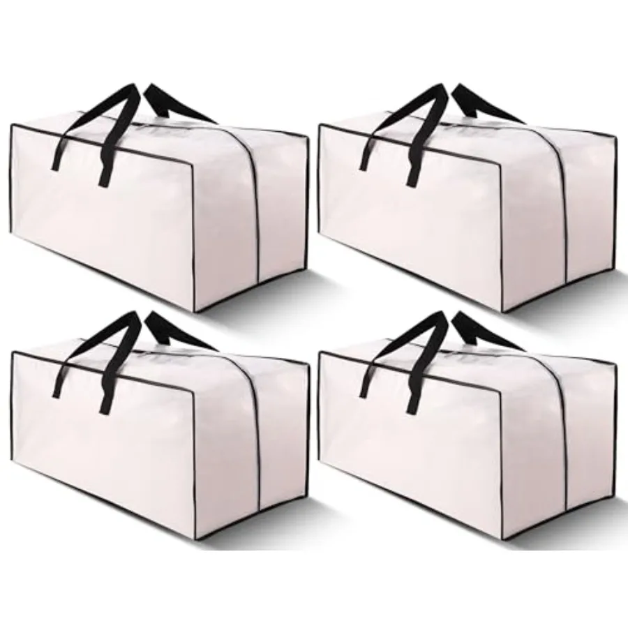 

4 Pack Heavy Duty Extra Large Moving Bags with Backpack Straps - Strong Handles and Zippers Storage Totes For Space Saving Fold