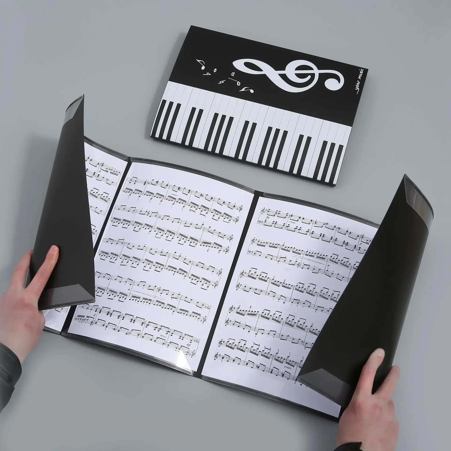 1pc Waterproof 6-page Performance Piano Sheet Music Clip A4 Three-fold Six-page Expanded Piano Replay Folder Sheet Music Folder