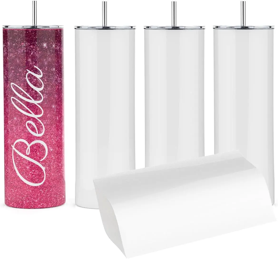 

Набор узких стаканов для сублимации, 20 унций, прямой узкий дорожный стакан из нержавеющей стали с сублимационной термоусадочной пленкой