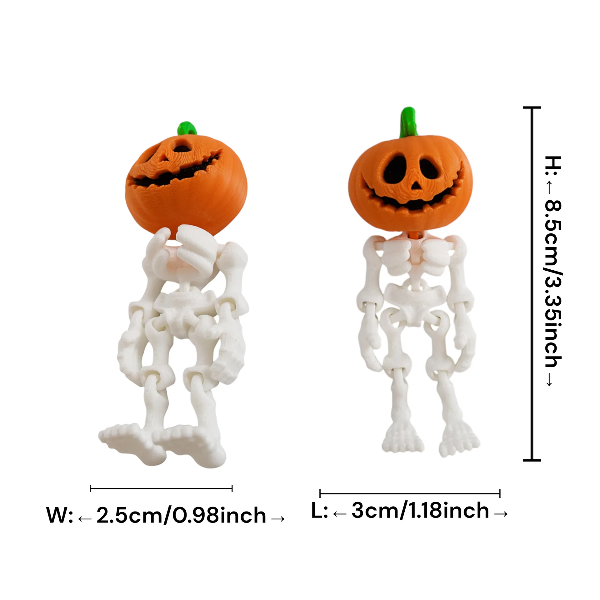 محاكاة اليقطين الهيكل العظمي رجل لعبة تمثال ثلاثية الأبعاد الطباعة لعبة المفاصل الحرة المنقولة مضحك الإجهاد الإغاثة عمل الشكل لعبة الهالوين #6