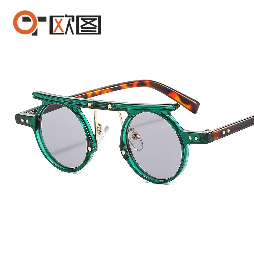 Lunettes de soleil à petite monture ronde pour hommes et femmes, lunettes de soleil de personnalité, style hip hop et punk, sports de plein air, voyage, T315