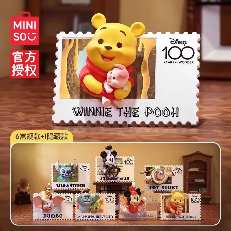 MINISOディズニーアニバーサリーヴィンテージスタンプブラインドボックスミッキーマウスブラインドボックスアニメガレージキット子供のおもちゃ推測ミステリーボックスギフト
