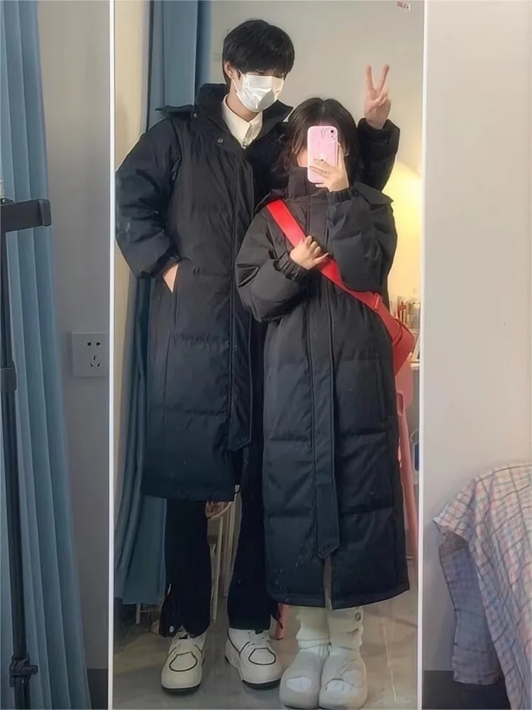 

Women's Mid-Length down Cotton Jaet Thiened Winter Coat Couple's Knee-Length Student Sle Commute Korean Version