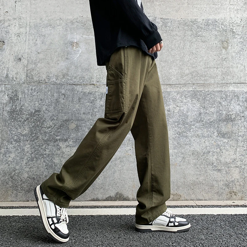 

Japanese Men's Workwear Casual Pants Army Green Outdoor Loose Trousers Street Roller Skating Dance Baggy White Pants S-2XL