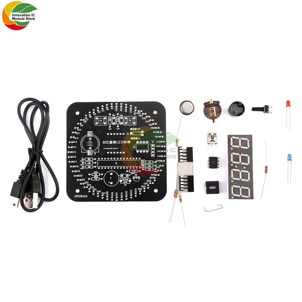 Imagem -02 - Digital Faça Você Mesmo Eletrônico Relógio Kit Controle de Luz Rotação Temperatura Led Tempo Display Conjunto de Ferramentas para a Prática de Solda