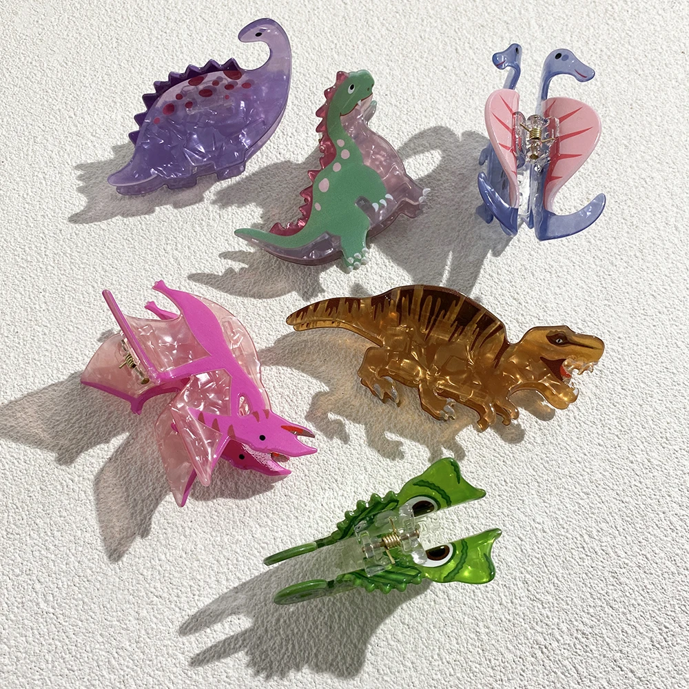 New Design Cartoon Dinosaurs Plastic Hair Clip Claw For Women Girls Fashion Funny Chameleon Ponytail Hairpin Hair Accessories