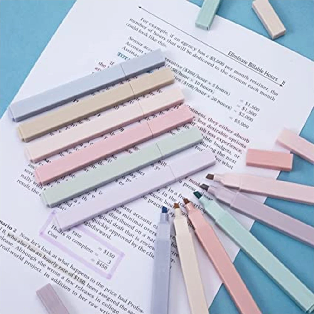 6PCS Fluorescent Colors Chisel Tip Aesthetic Highlighter Marker Pens Set | Multicolor Highlighter Marker Aesthetics