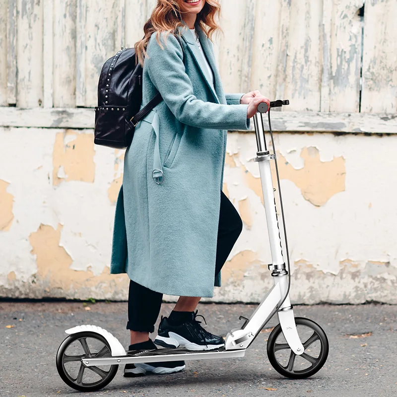 

Adult Foldable Kick Scooter Two Wheel Lightweight Commuter Urban School Teens Kids Adjustable Bar Shock LED Adult Scooter