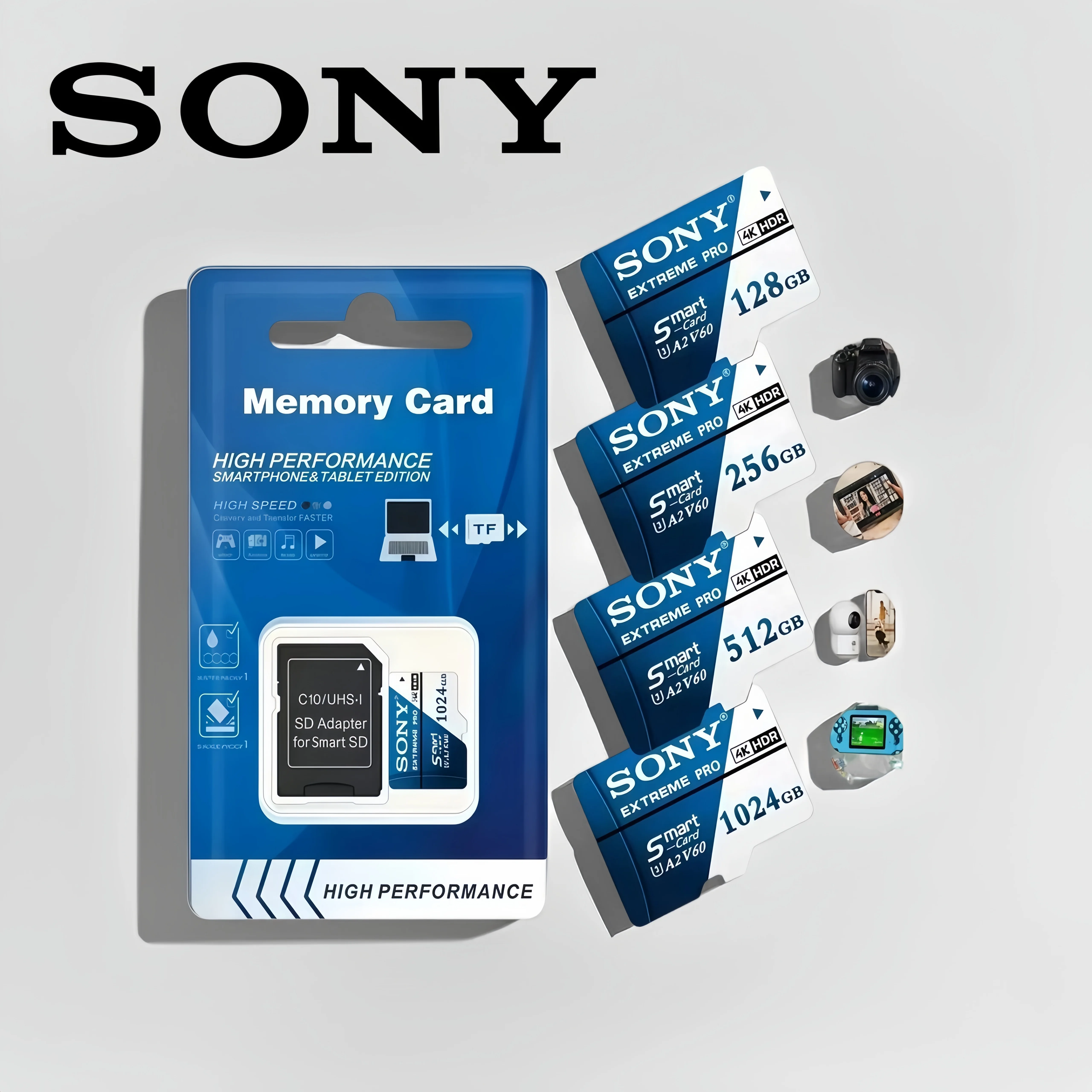Cartão de Memória Micro TF SD Original Sony Extreme Pro 1TB, Cartão SD 128GB 256GB 512GB 64GB 1TB para PC, GPS, Câmera, MP4, Televisão