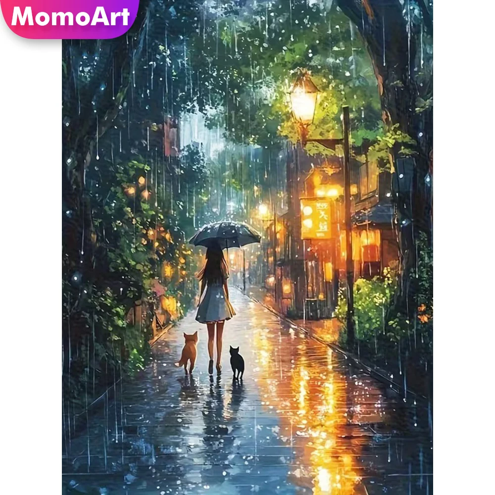 Momoart DIY Diamant-Stickerei Straßenlandschaft Geeignet für Anfänger Diamantmalerei Neuerscheinung Bastelset Mosaik Heimdekoration
