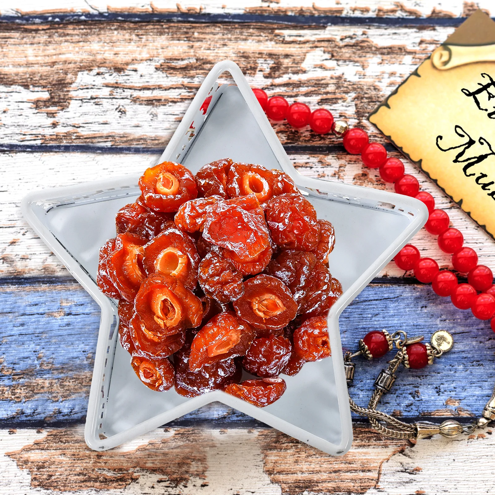 

1Set Star Moon Ramadan Eid Iron Tray Snack Dessert Serving Ramadan Festival Food Tray Dessert Plate Dried Fruit Container