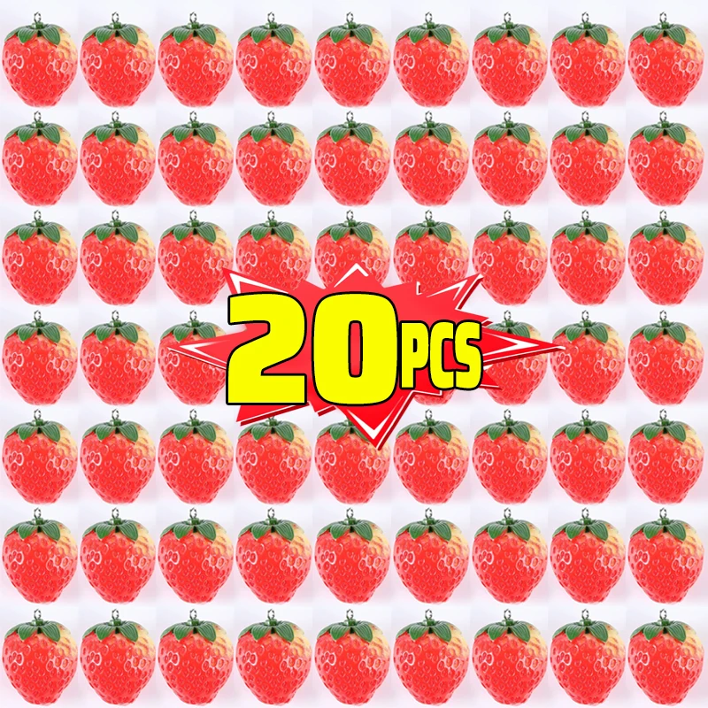 

5/20pcs Resin Imitation Fruit Pendants 3D Strawberry Charms Fashion Jewelry Making DIY Accessories Earrings Bracelet Findings