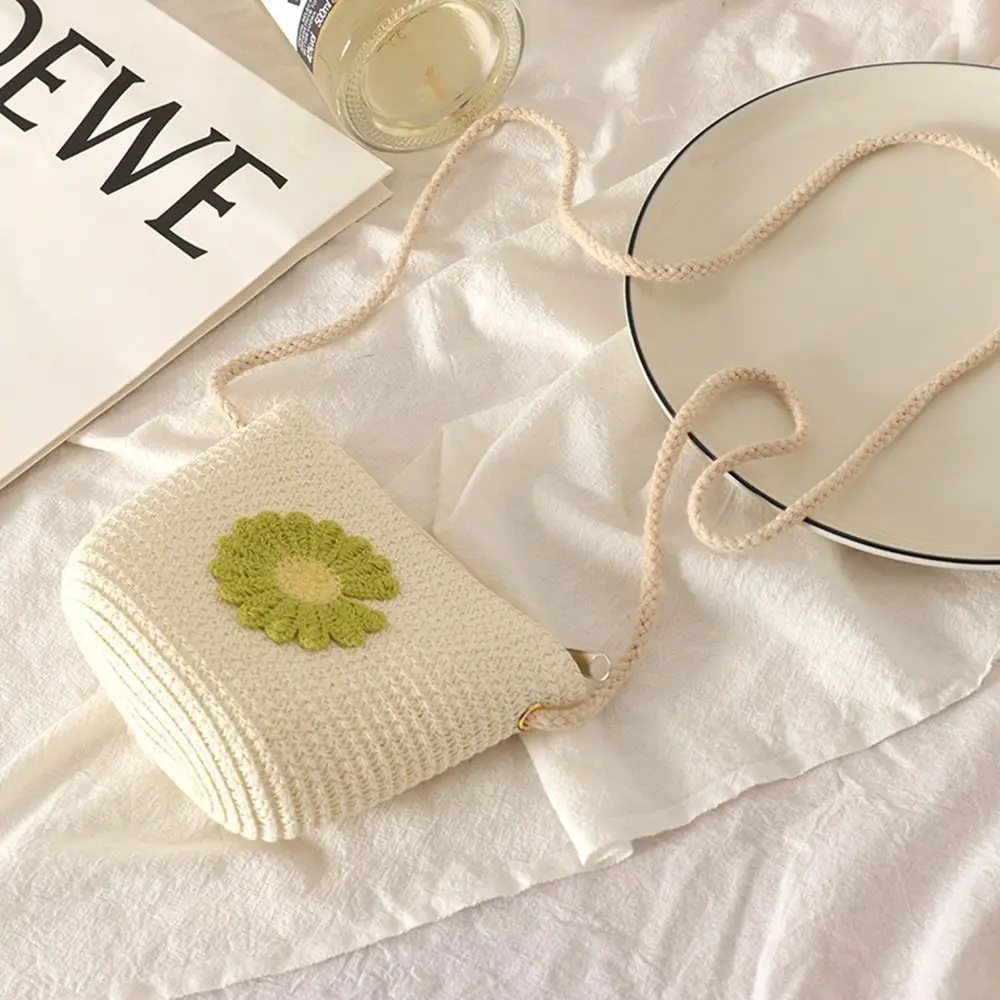 Fashion Straw Children's Straw Beach Bag Casual Cute Shoulder Bag Heart Pattern Crossbody Bag Kids