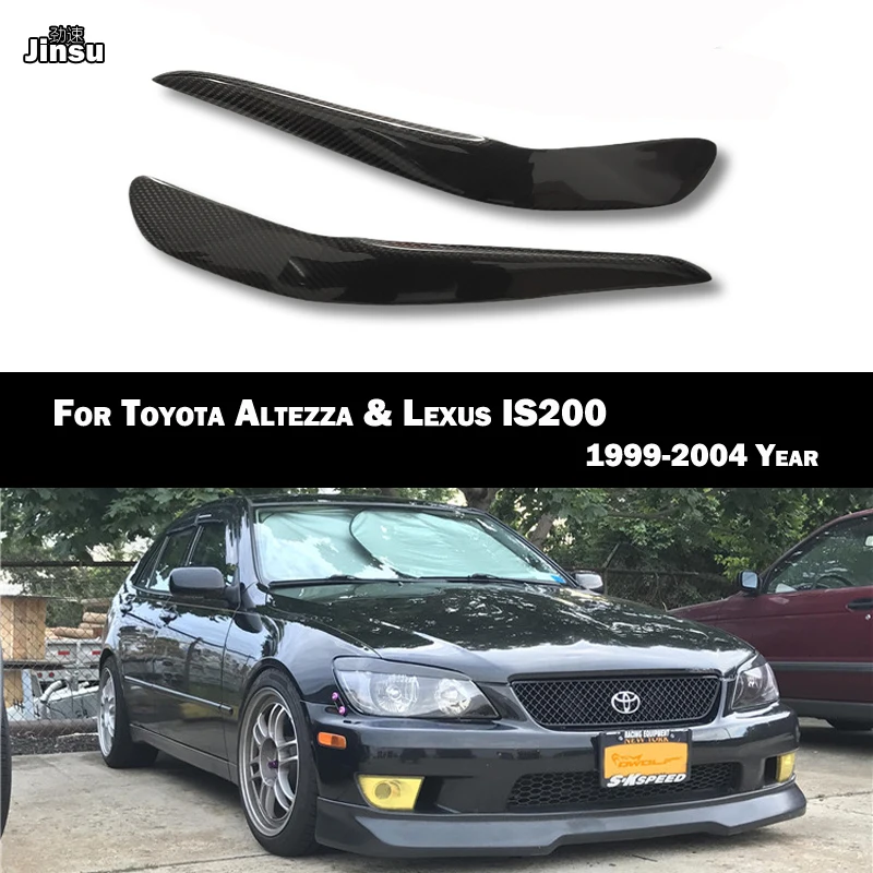 C style Carbon fiber headlight cover eyelid For Toyota Altezza 1999- 2004 Fiber glass front lamp eyebrow sticker For Lexus IS200