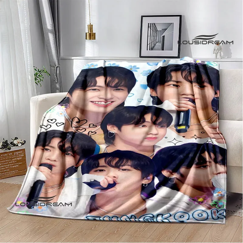 Kpop SUGA Jeon Jung Kook Rap Monster blanket Picnic blanket Warm Flannel blankets bed linings blankets for beds Birthday Gift