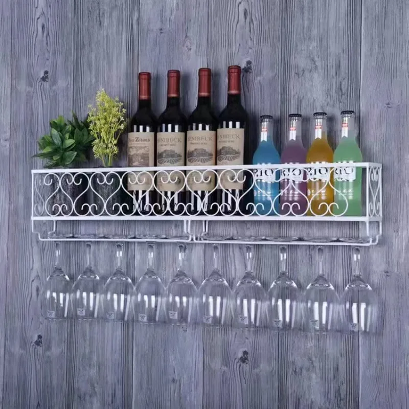 

Nordic Iron Wall Mount Wine Display Rack Rust-Resistant Goblet Holder with Thick Frame for Restaurant Bar Decorative Piece