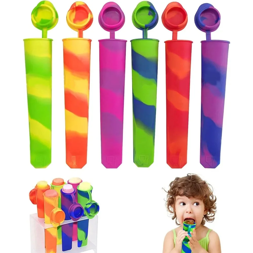 

6pcs Multi Colors Popsicles Molds Reusable Food-Grade Silicone Popsicle Mold for DIY Ice Cream Yogurt Stick Jelly Chilled Drinks