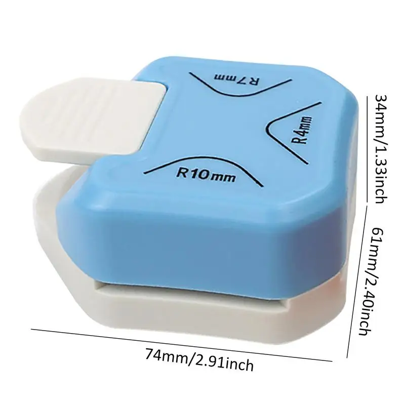 3 In1 Pemangkas Sudut Mini Pojok Tahan Lama Rouder Punch R4/R7/R10mm Pemangkas Sudut Bulat DIY Pemotong Kertas Kartu Scrapbooking Punch