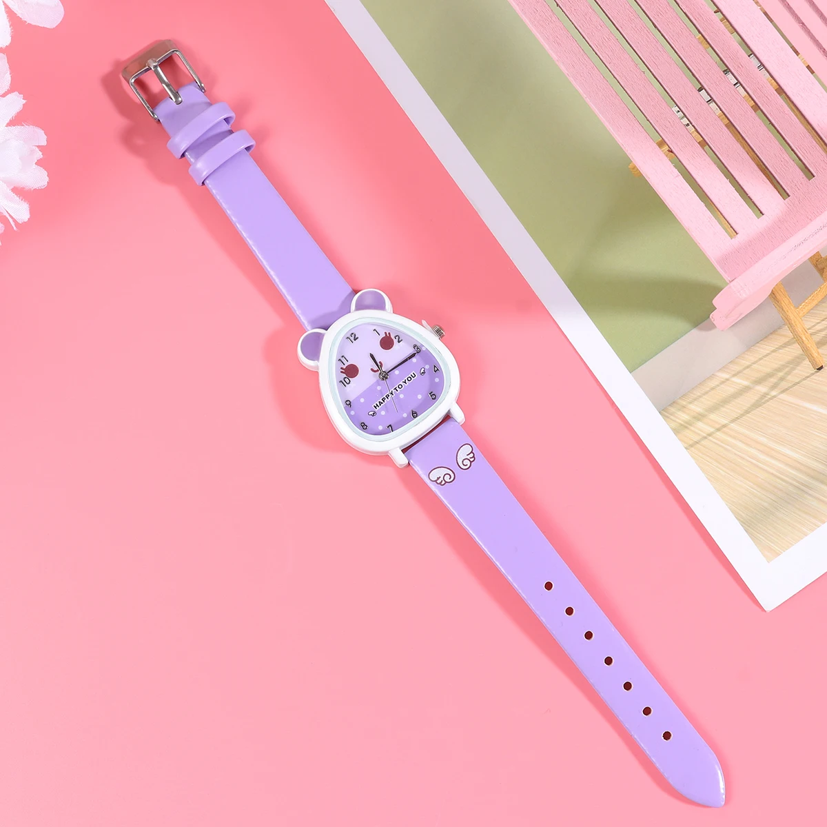 Cartoon Kids Watches Children's Watch Adorable Fashion Students Quartz Casual Bright Color PU Strap Soft Comfortable Precise