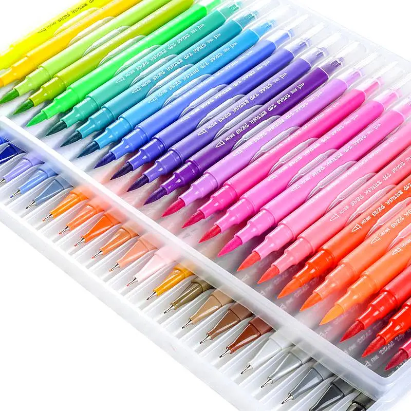 12-100 PCS Colored Art Marker Sketching Manga Markers Drawing Set Double head Watercolor Paint Brush Pen Supplies Stationery