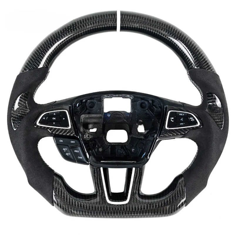 

For Ford Focus Mk2 Mk3 Mk4 Custom Black Suede Leather Carbon Fiber Steering Wheel
