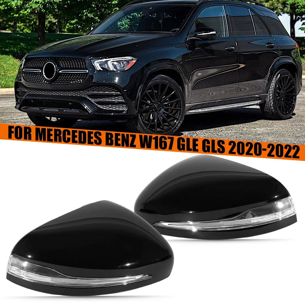 

Black Paintable Reversing Mirror Housing For Mercedes Benz W167 GLE GLS 2020 2021 2022 Mirror Cover Cap With Turn Signals