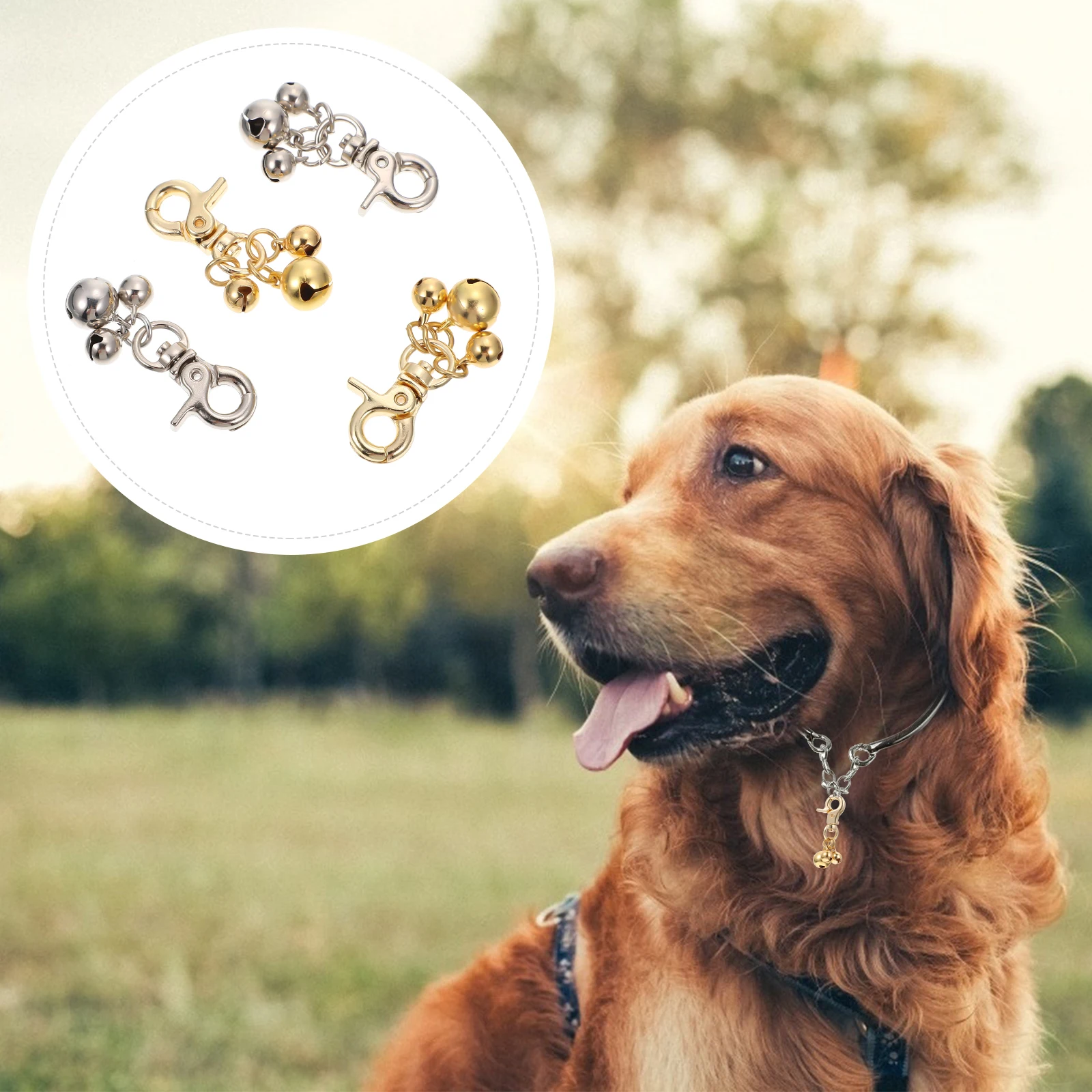 

4 Pcs Cat Bell Keychain Collar Pendant Bells Design Ring Dog Potty for Dogs Charms Travel