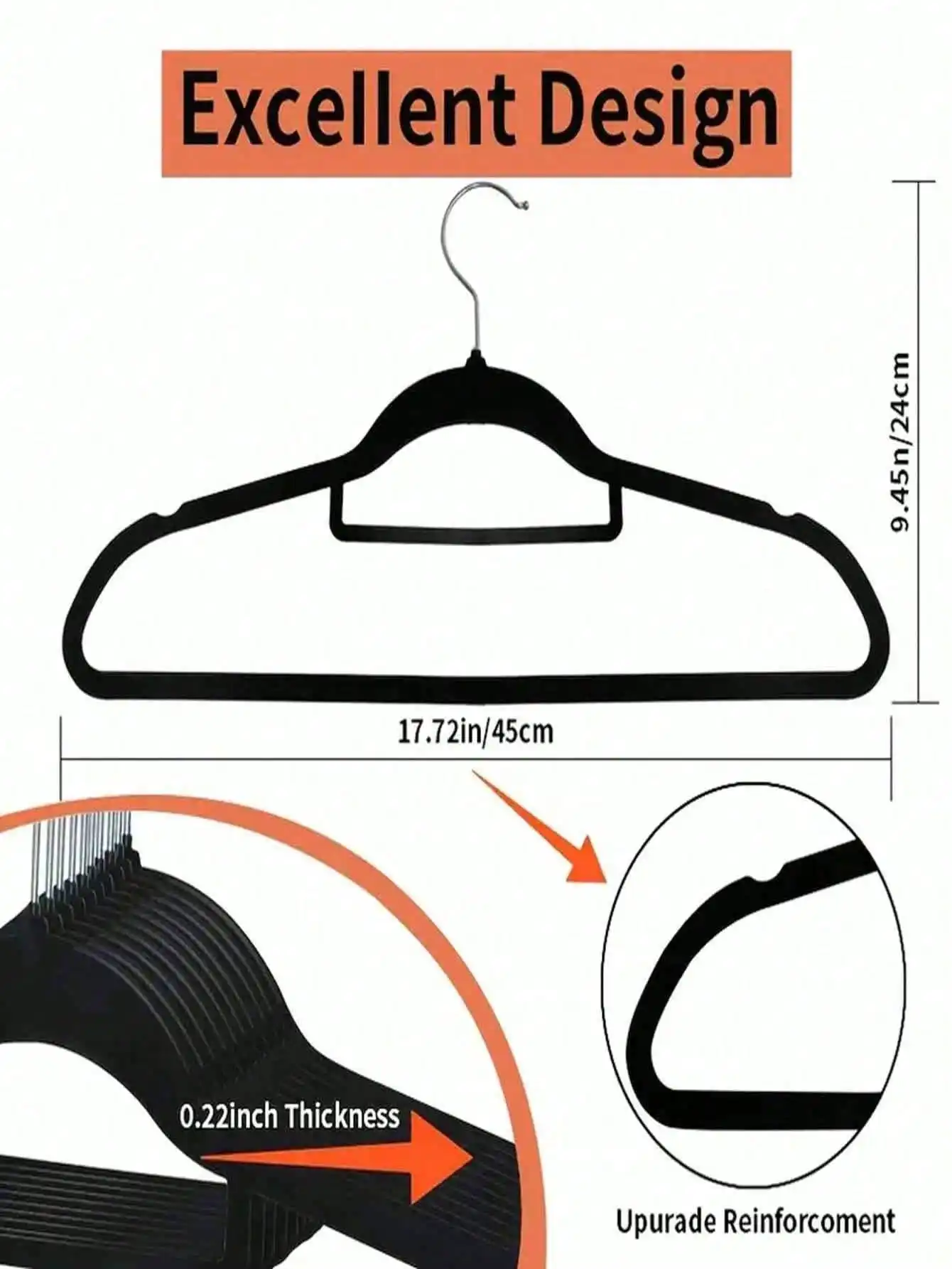 100 قطعة من الشماعات المخملية الفاخرة غير القابلة للانزلاق: سميكة موفرة للمساحة معززة للبدلات/معاطف الشتاء