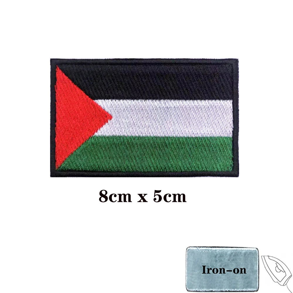 Parches de la bandera de Palestina, parche bordado de gancho y lazo, insignia bordada de hierro, raya militar