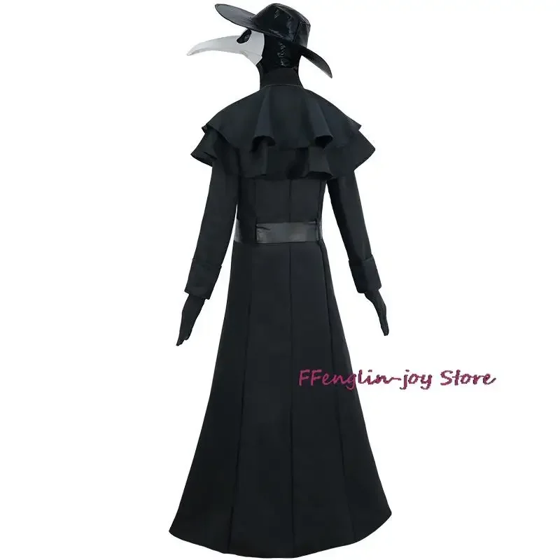 Halloween Medieval Hooded Robe Plague Doctor Costume Mask Hat for Men Monk Cosplay Steampunk Priest Horror Wizard Cloak Cape Kid